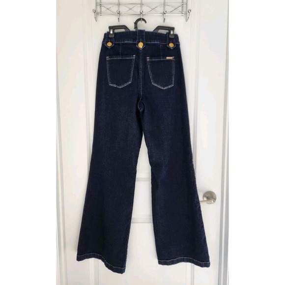 WHBM Women's High-Rise Mariner Wide Leg Blue Jeans Pants Stretch Pockets Size 4L - Picture 5 of 12